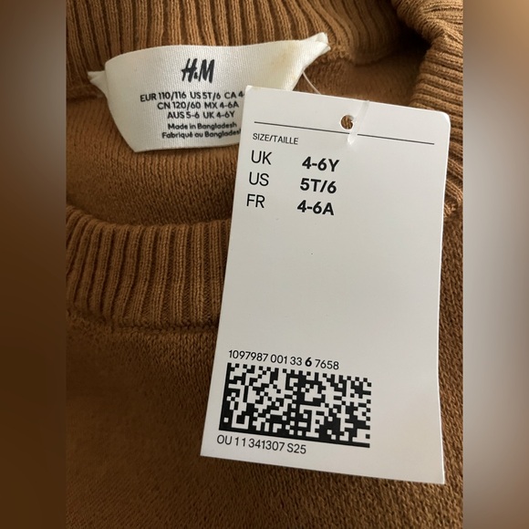 Sz5T/6 H&M jacquard knot boys sweater round neck long sleeve brown/mountains - Picture 4 of 5